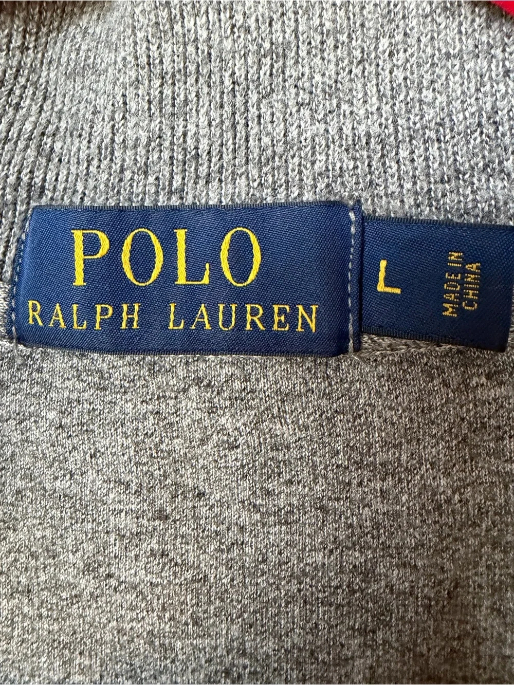 Polo Ralph Lauren Men’s 1/4 Zip Cotton Pullover Gray Large Pony Logo